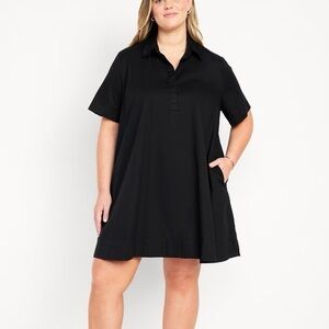 NWT black Mini Shirt Dress, XL flared hem, loose fit